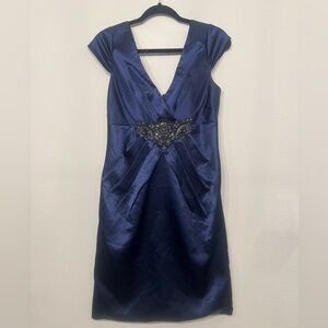 JS Collections Midnight Blue Mini Dress with Embellished Detail